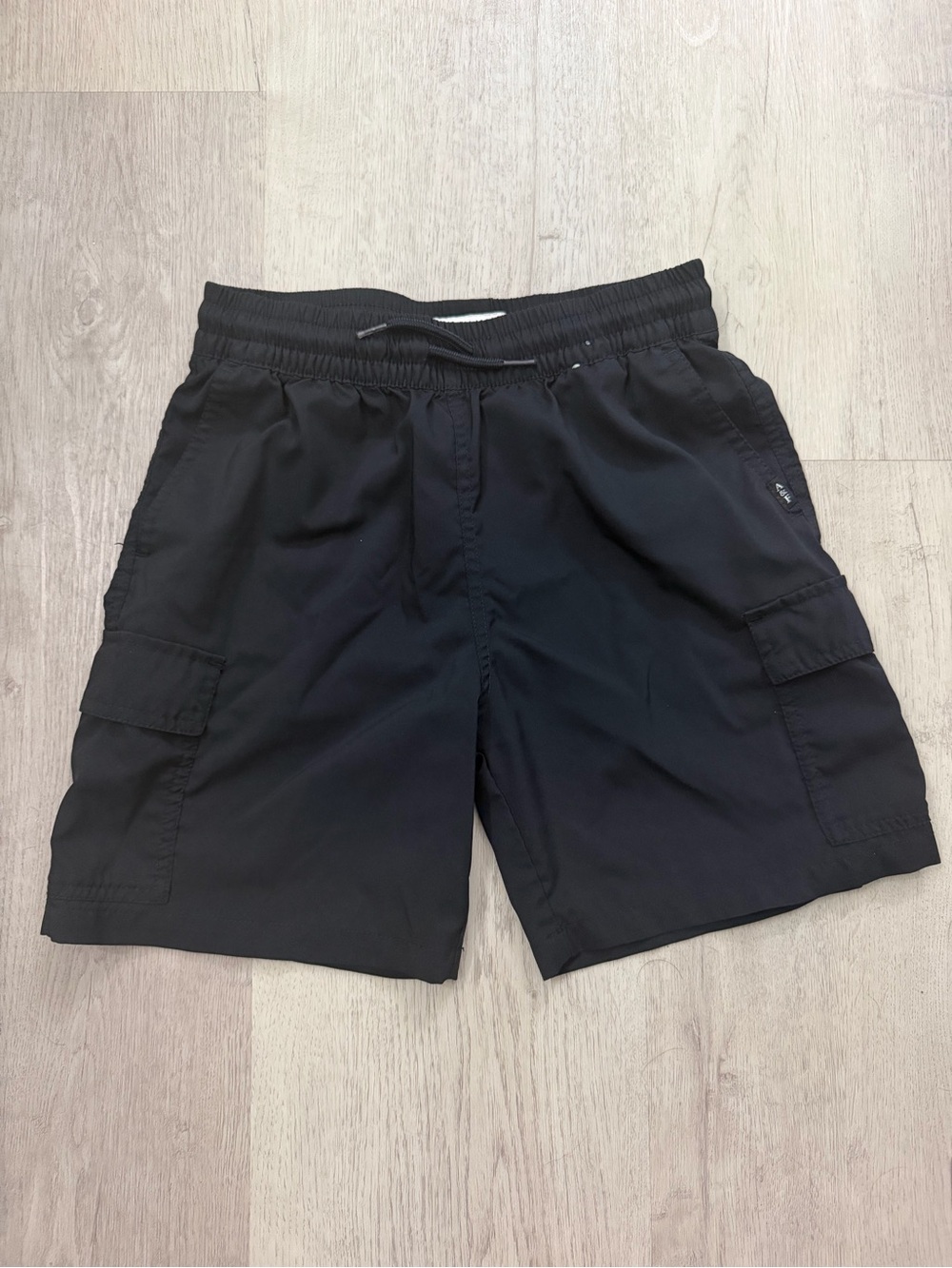 Boys Black Cargo Swim Shorts with Elastic Waist